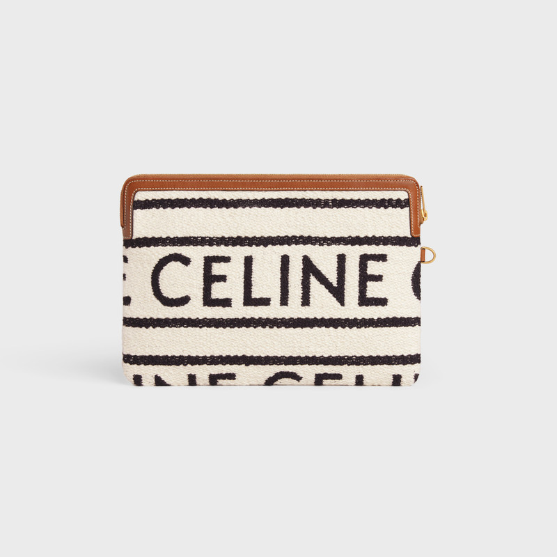 SMALL POUCH WITH STRAP in TEXTILE WITH CELINE ALL OVER AND CALFSKIN 4