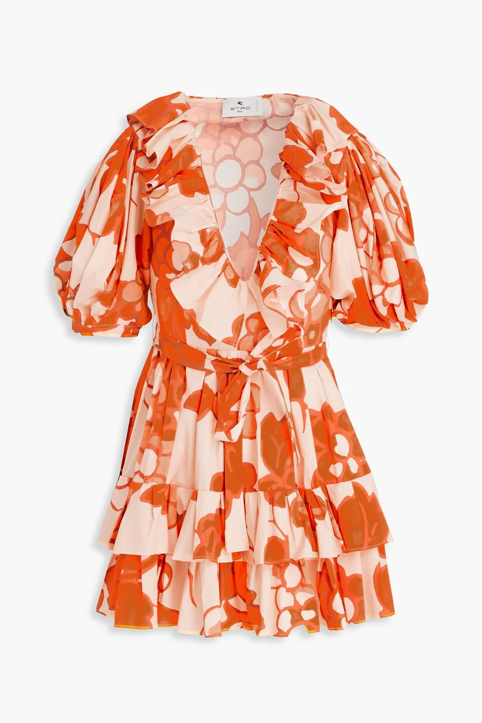 Ruffled printed poplin mini dress - 1