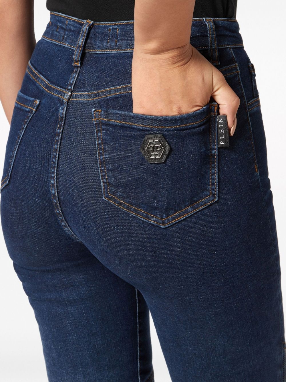 logo-patch cotton blend skinny jeans - 5