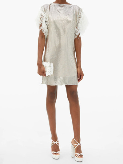 Christopher Kane Feather-trim chainmail mini dress outlook