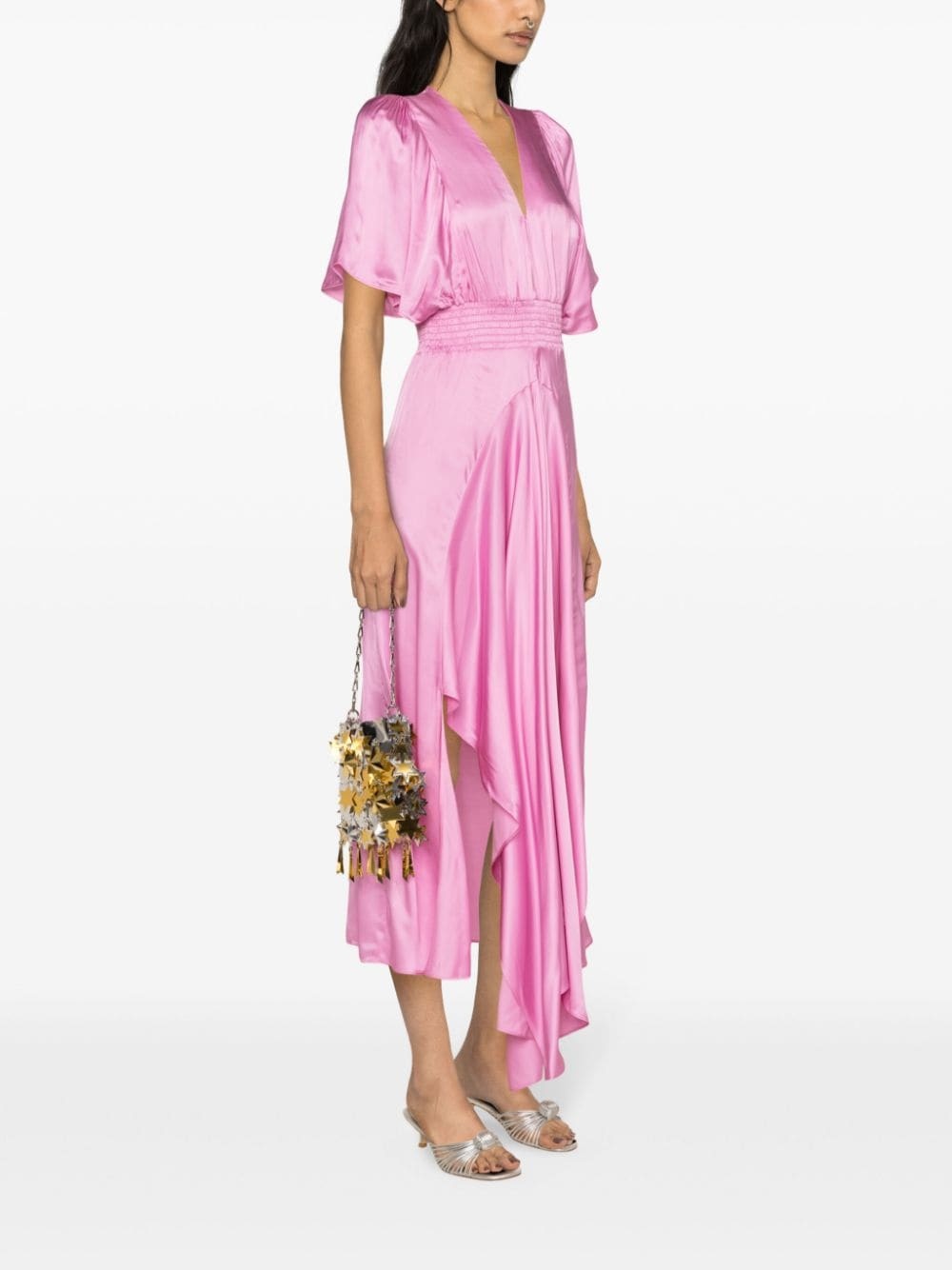 draped satin maxi dress - 3