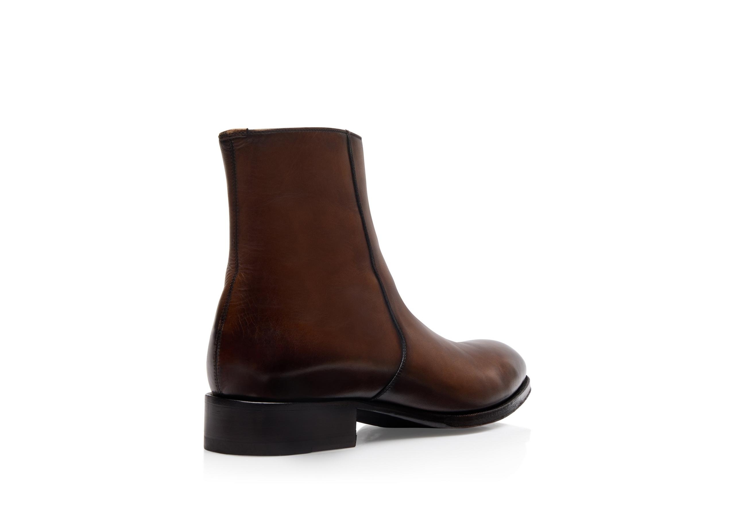 BURNISHED LEATHER EDGAR ZIP BOOT - 3