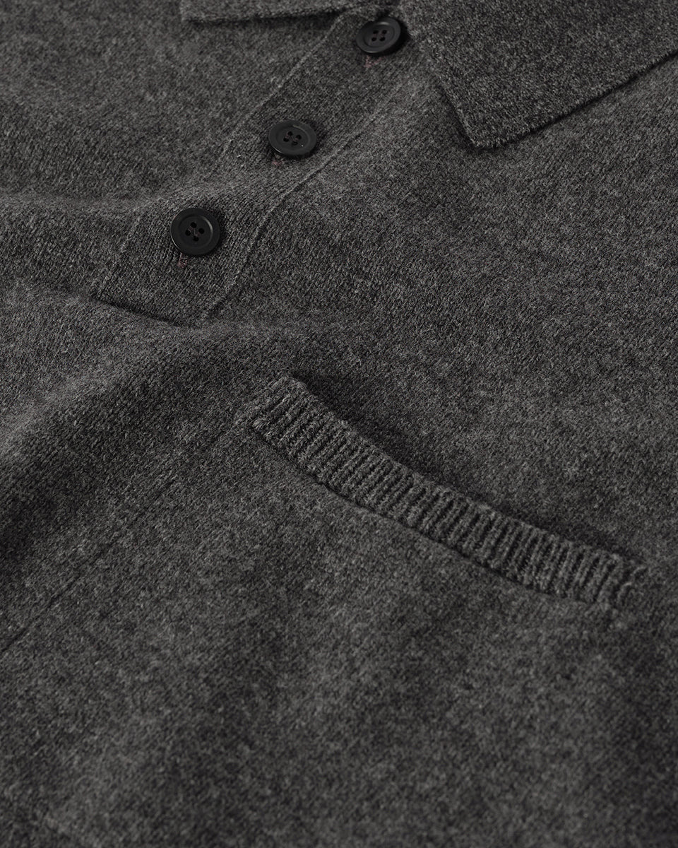 Superfine Merino Relaxed Grey Polo Shirt - 6