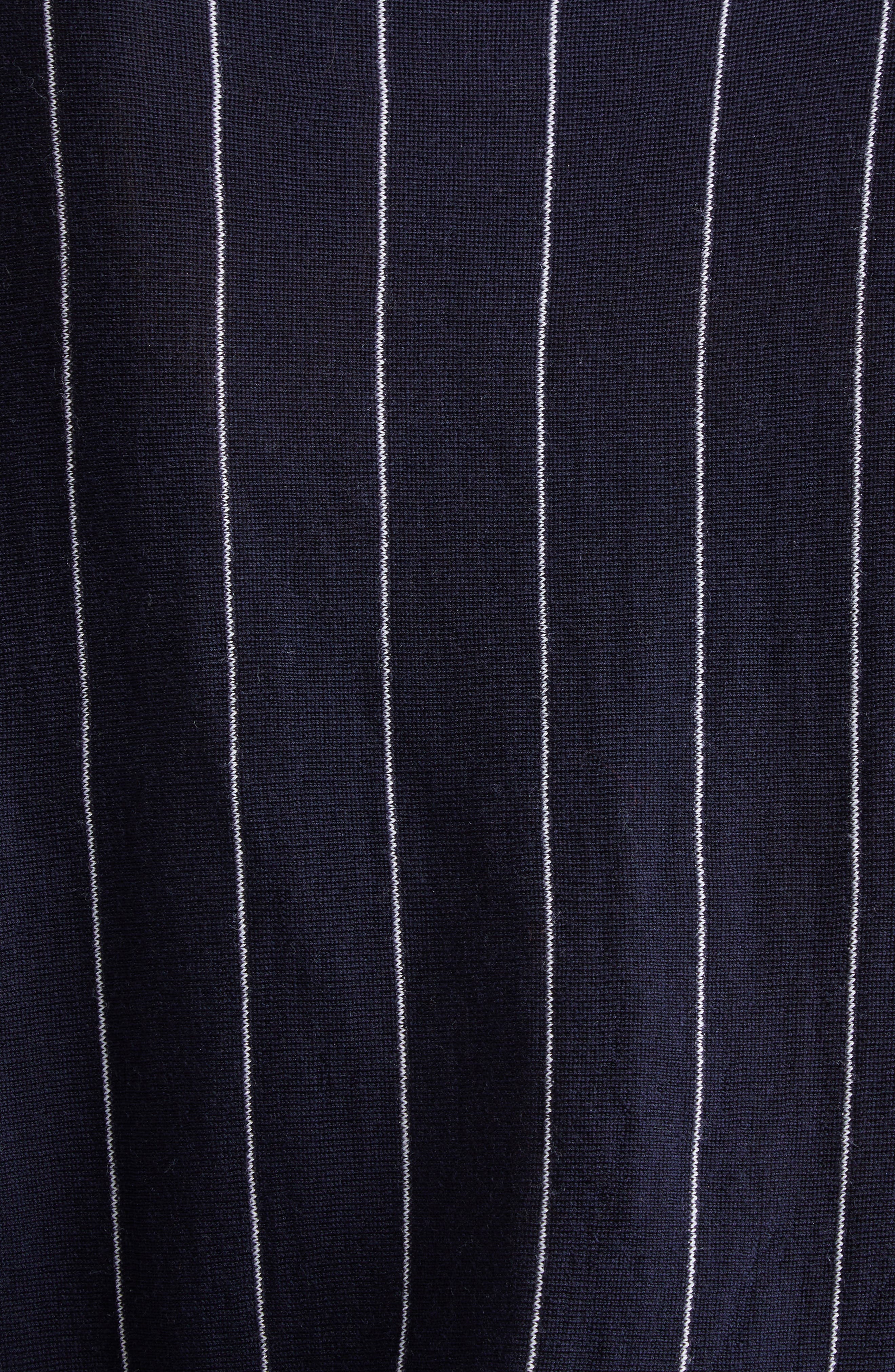 Stella McCartney Pinstripe Long Sleeve Virgin Wool Crop Polo in Ink/White at Nordstrom - 7