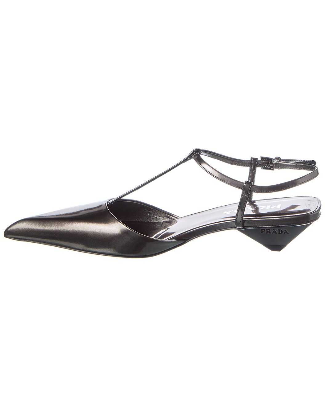 Prada Logo Leather Pointy-Toe Slingback Pump - 2