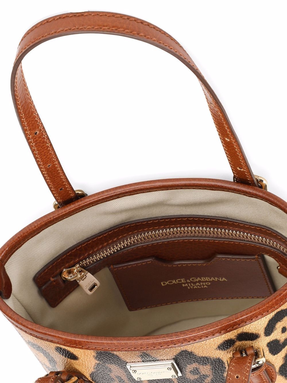 leopard-print leather tote bag - 5