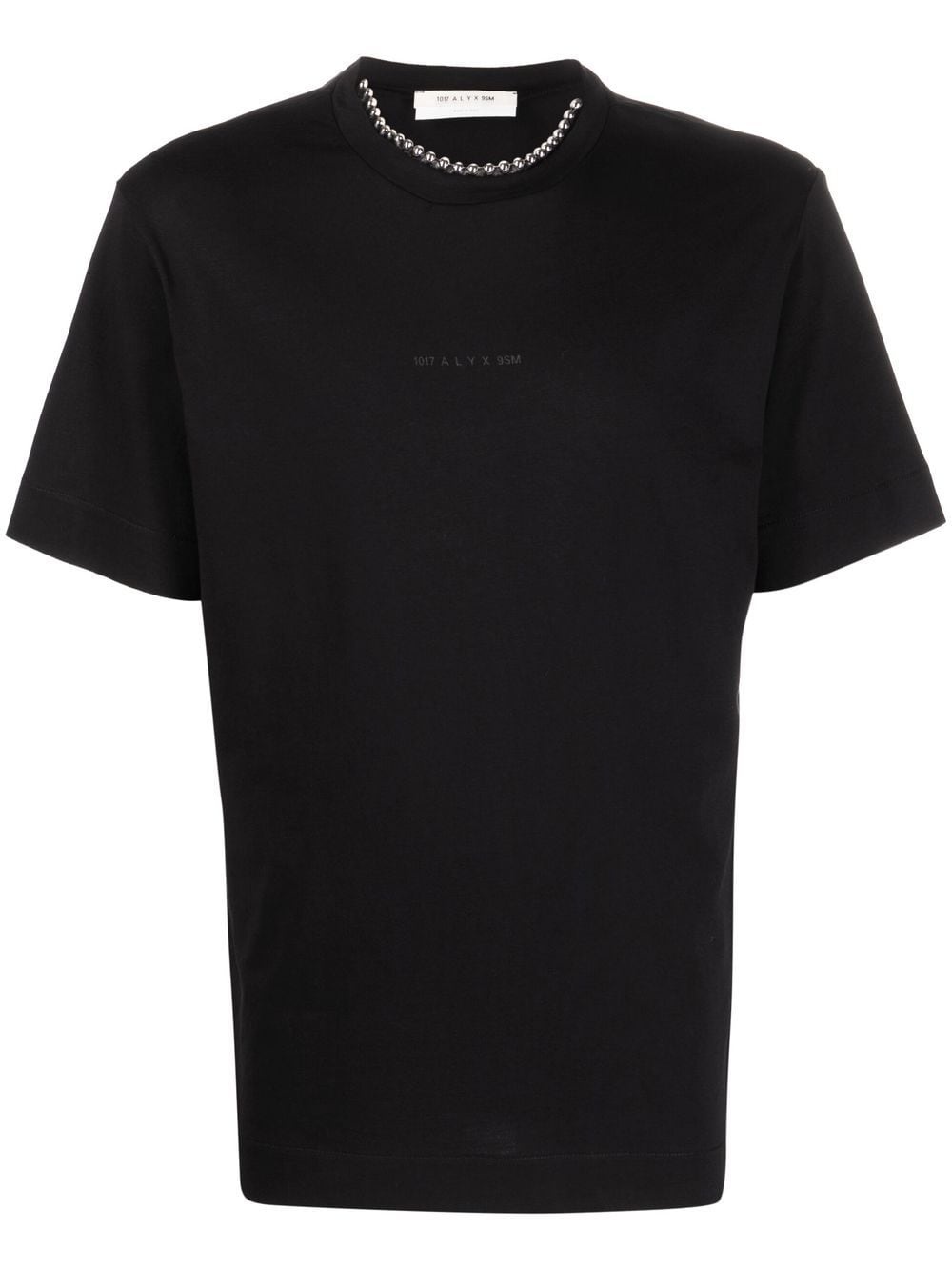 hardware-embellished collar cotton T-shirt - 2