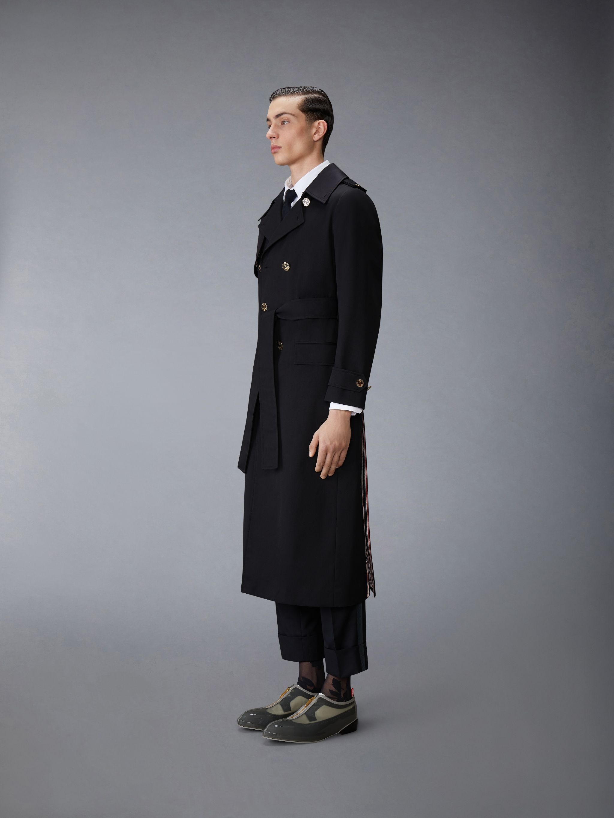 Waterproof Cotton Twill Elongated Trench Coat - 4