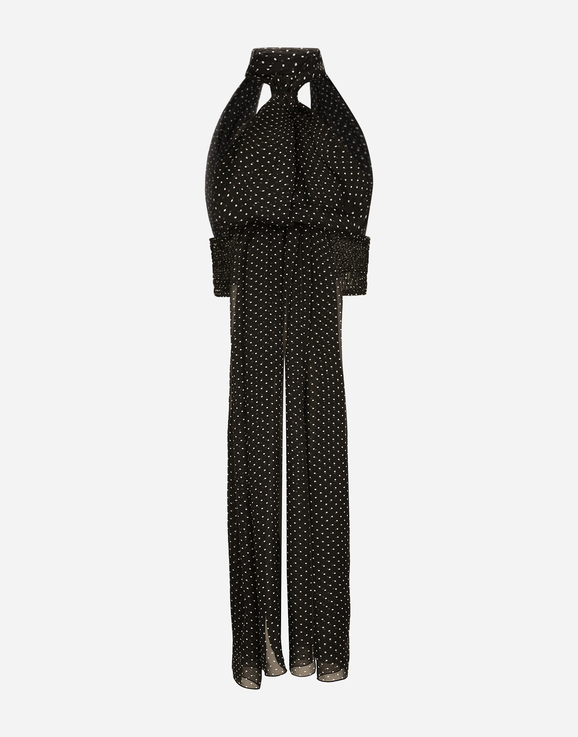 Chiffon top with polka-dot print and scarf detail - 2