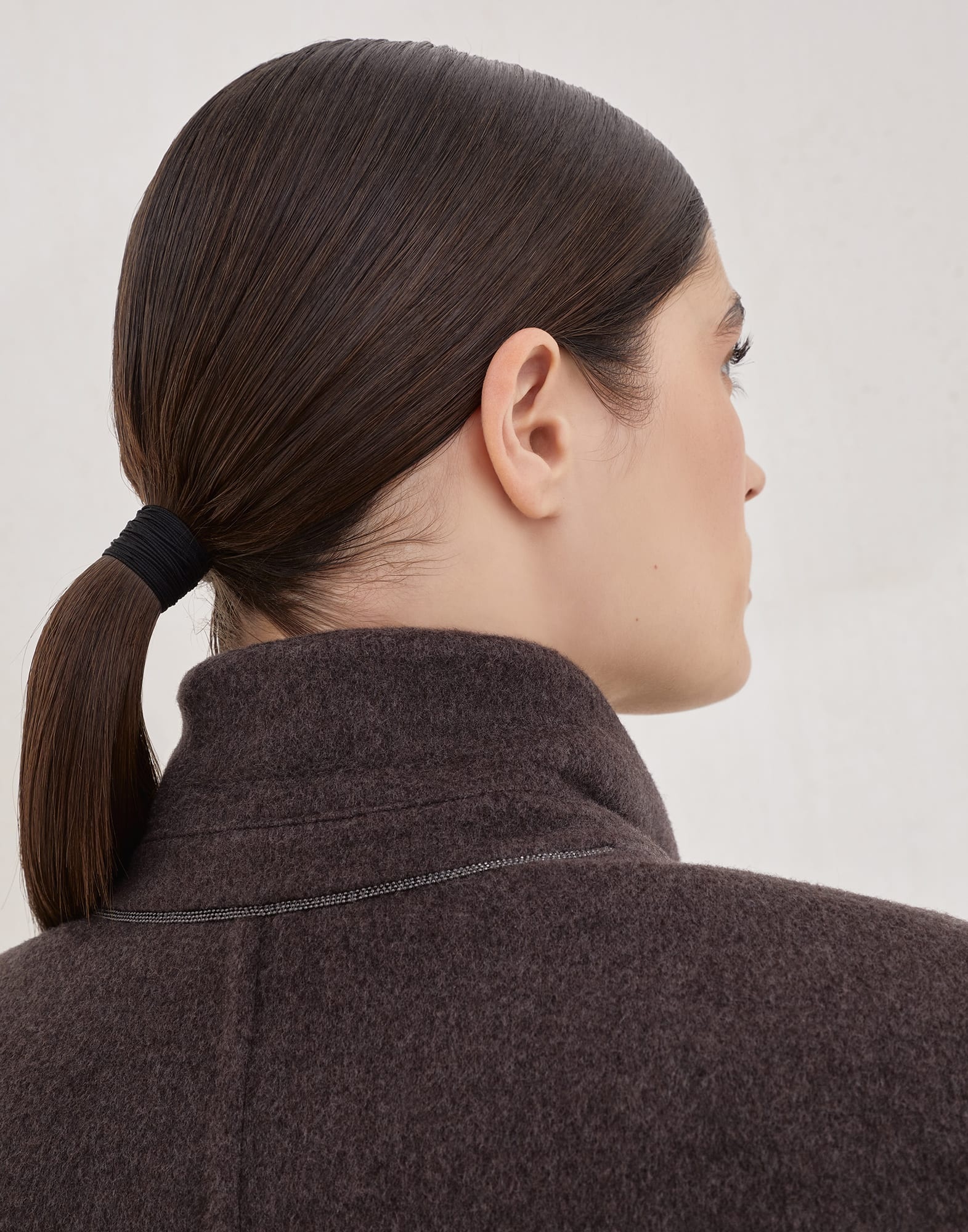 Hand-crafted coat in virgin wool and cashmere double cloth with monili - 3