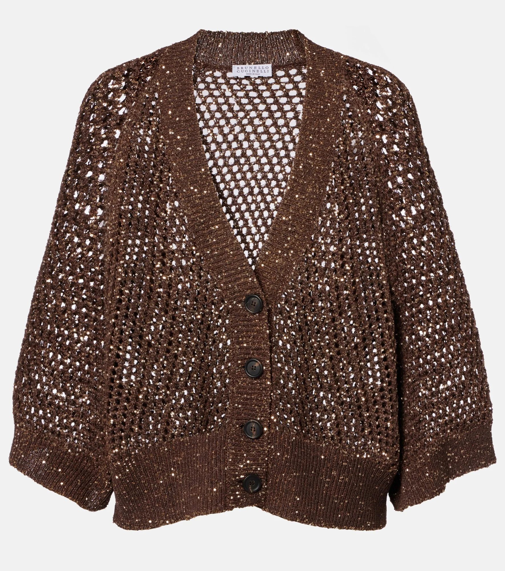 Open-knit sequined cardigan - 1