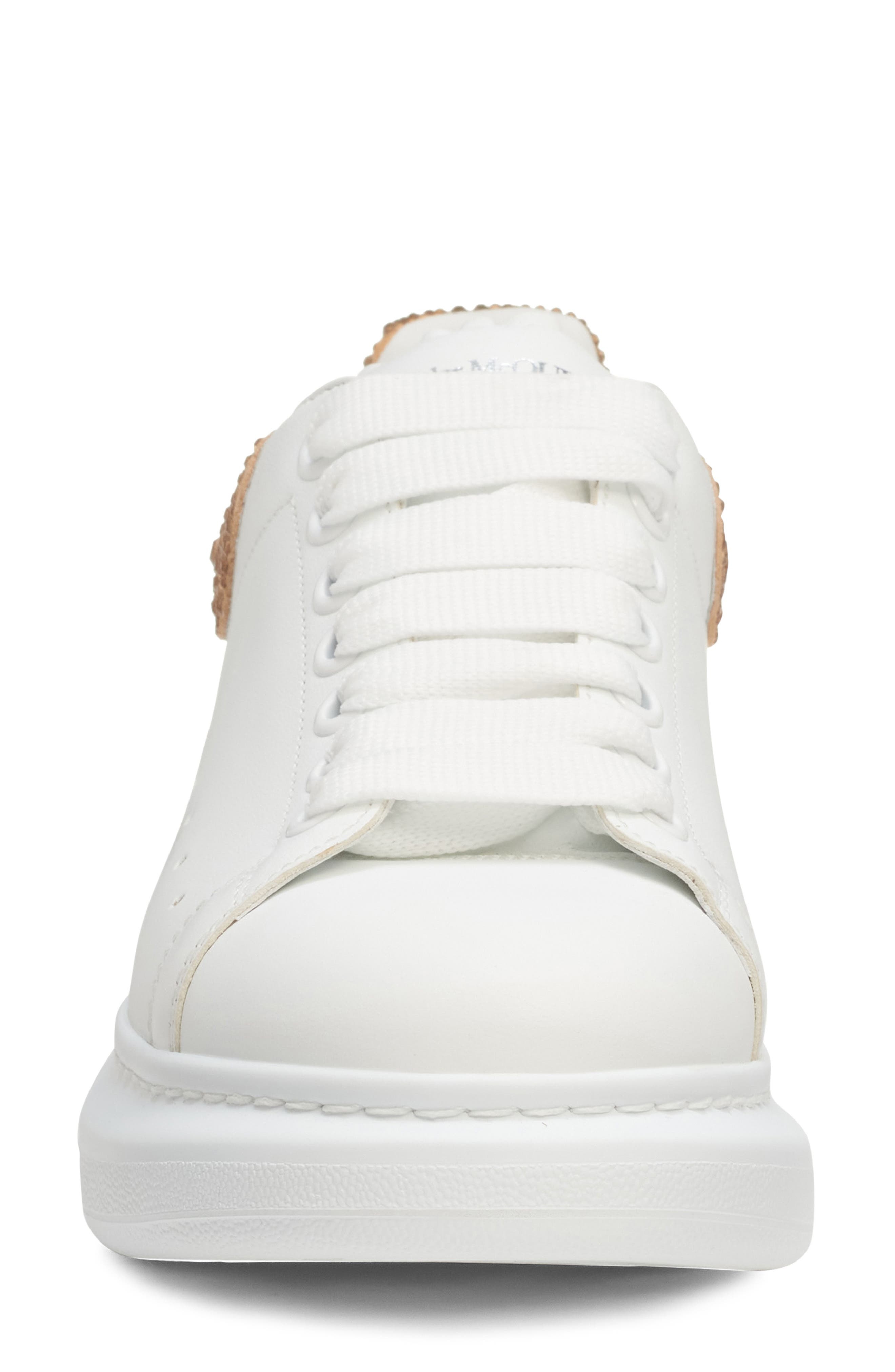 McQueen Oversize Crystal Embellished Sneaker in White/Dark Camel at Nordstrom - 4