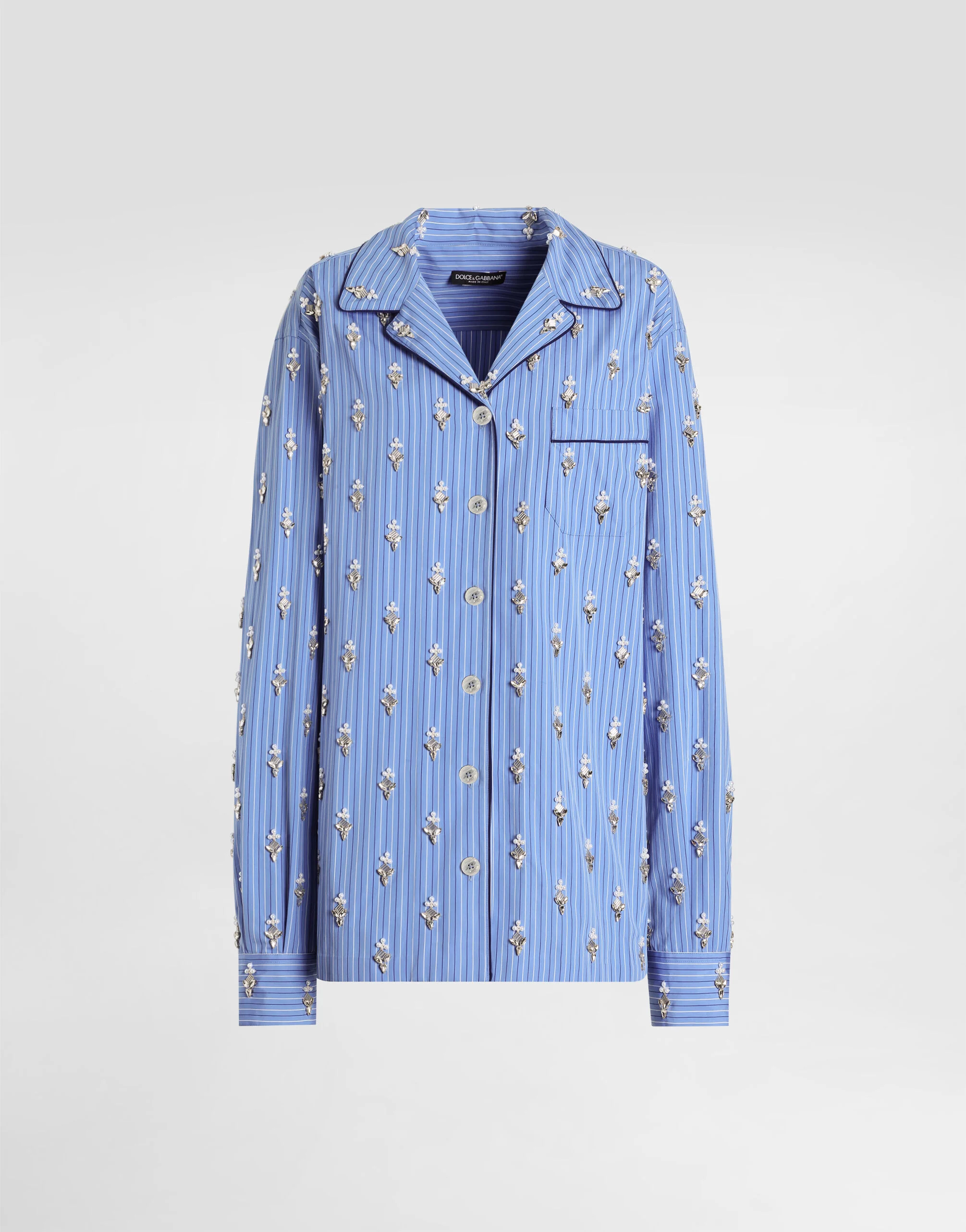 Cotton shirt with flower embroidery - 1