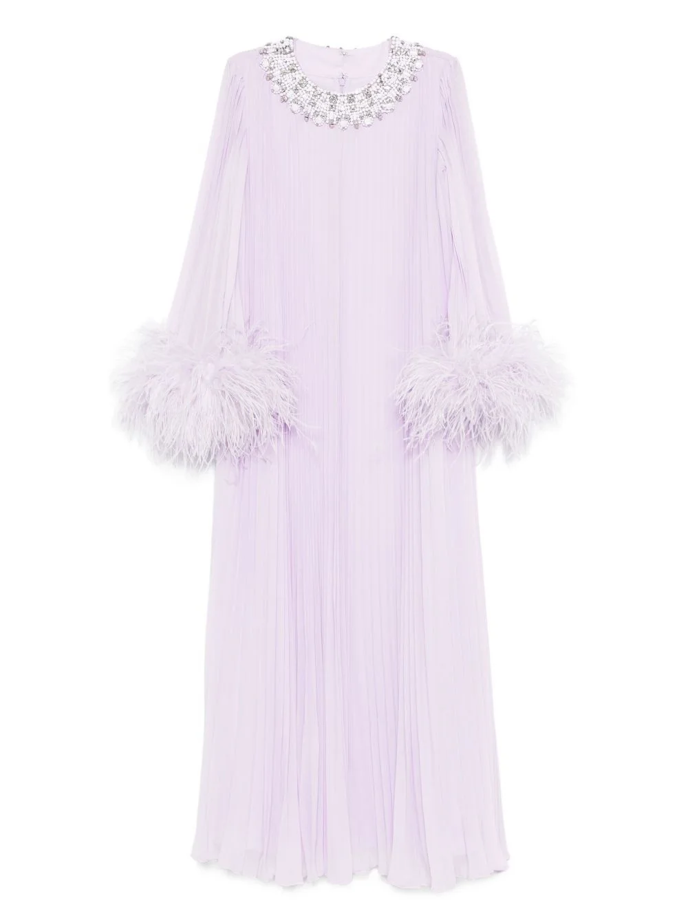 chiffon feather-detail dress - 1