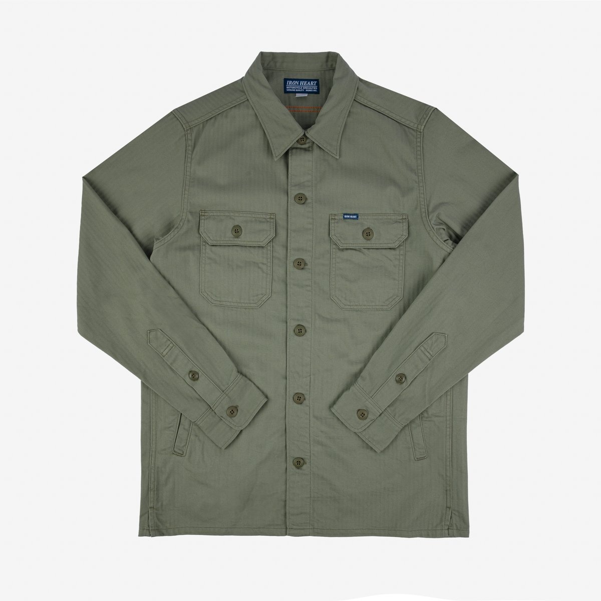 IHSH-385-ODG 9oz Herringbone Military Shirt - Olive Drab Green - 1