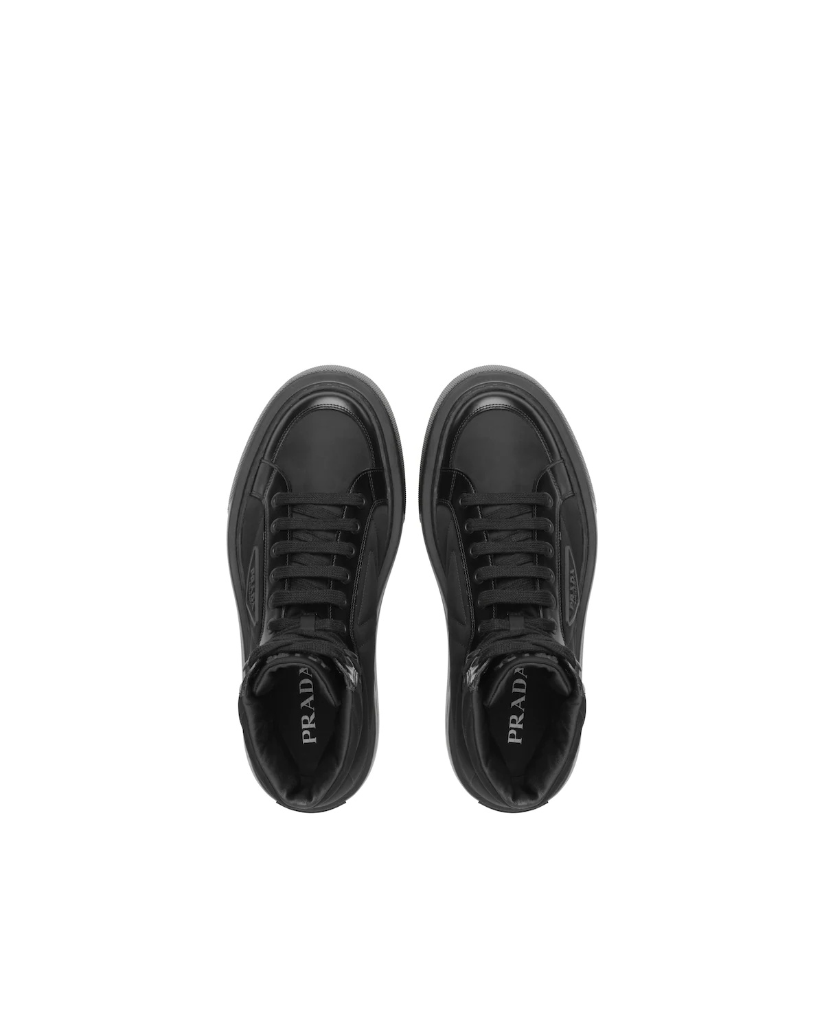 Prada Macro Re-Nylon and brushed leather high-top sneakers - 3