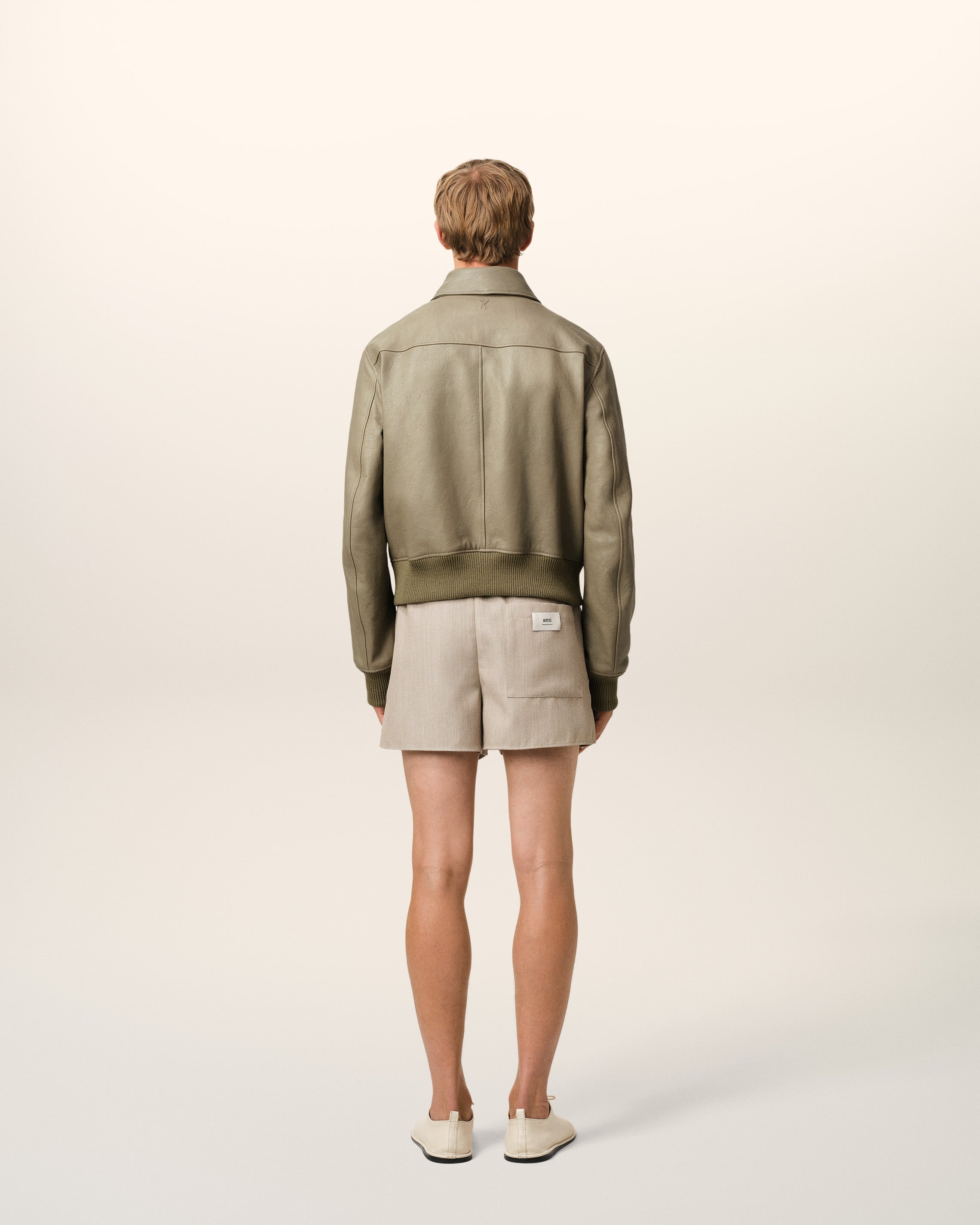 GREEN LEATHER ZIPPED JACKET - 5