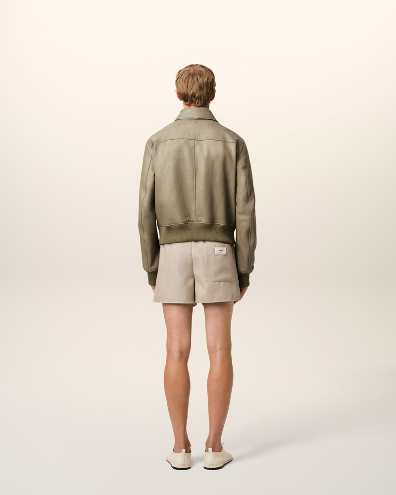 GREEN LEATHER ZIPPED JACKET 5