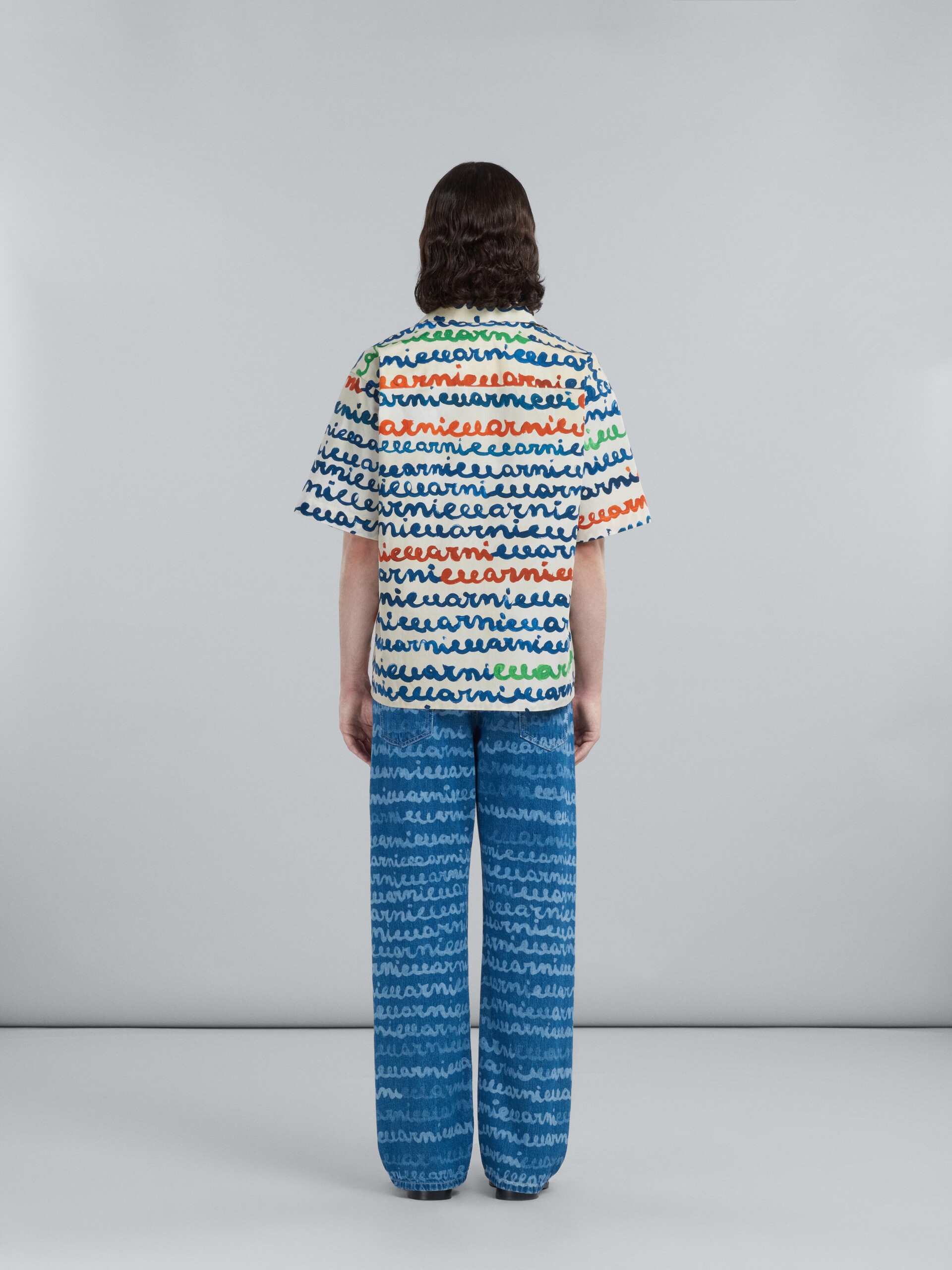 DENIM STRAIGHT TROUSERS WITH MAREMARNI PRINT - 3