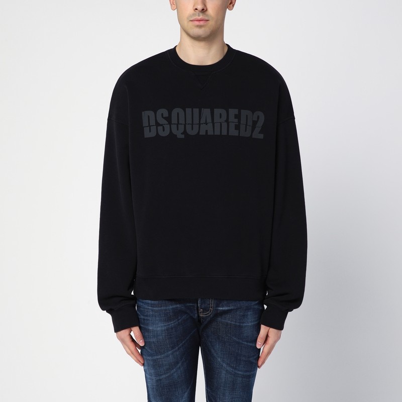 スウェット・トレーナー DSQUARED2 BLACK COTTON CREW-NECK SWEATSHIRT WITH LOGO Dsquared2 Black Cotton Crewneck Sweatshirt With Logo – LOZURI®