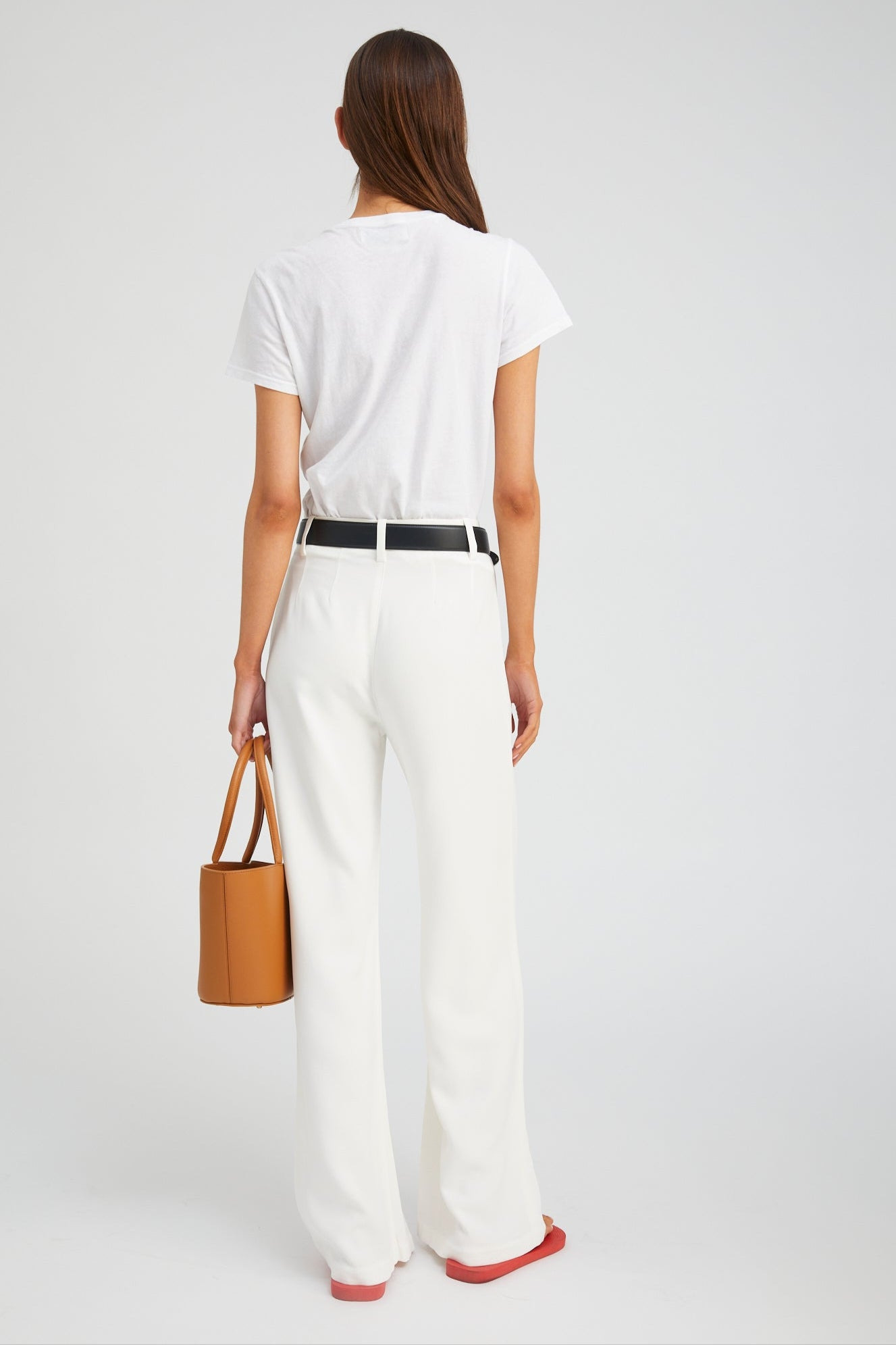 WHITE CREPE PLEATED TROUSERS - 5