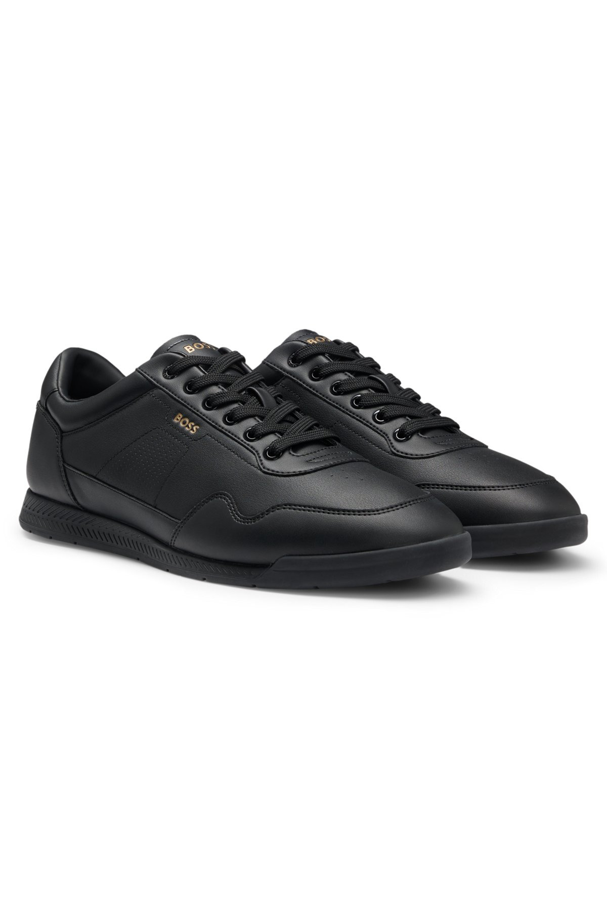 LEATHER TRAINERS WITH GOLD-TONE LOGO - 2