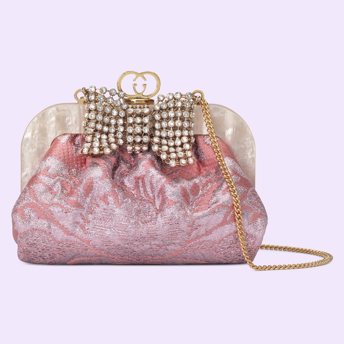 Floral brocade handbag with bow - 1