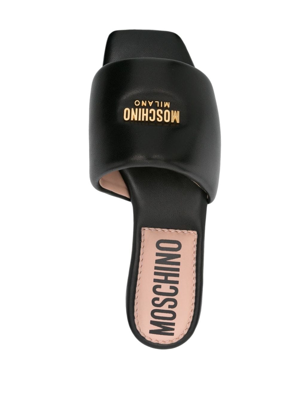 logo-plaque leather slides - 4