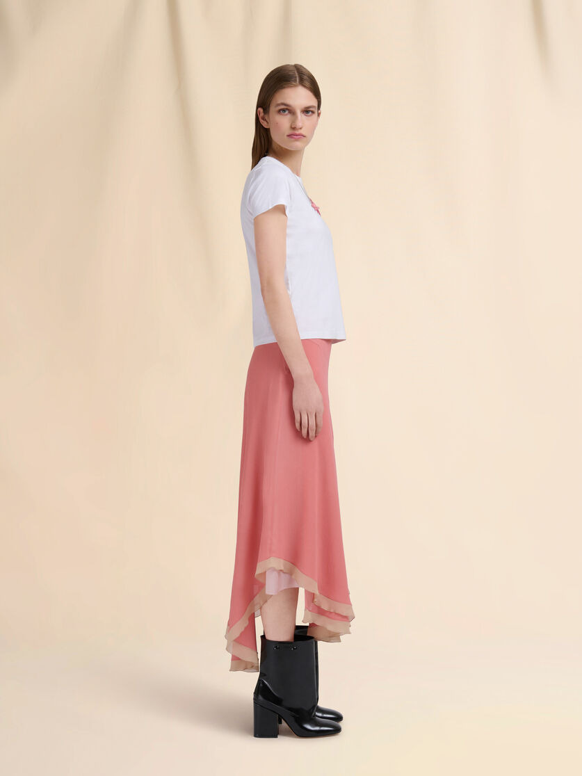 WHITE ORGANIC COTTON T-SHIRT WITH EMBROIDERED CAMELLIA - 5