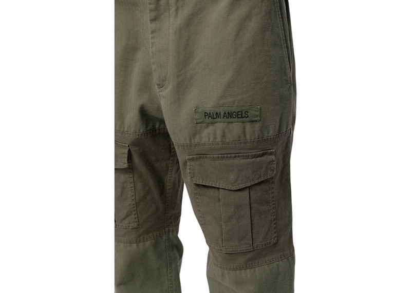 Palm Angels Palm Angels Panelled Multi-Pocket Cargo Pants Military Green outlook