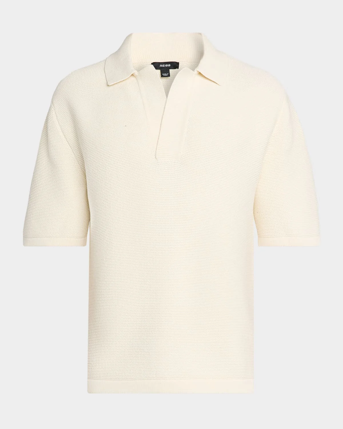 Men's Langton Textured Johnny Collar Polo Shirt - 1