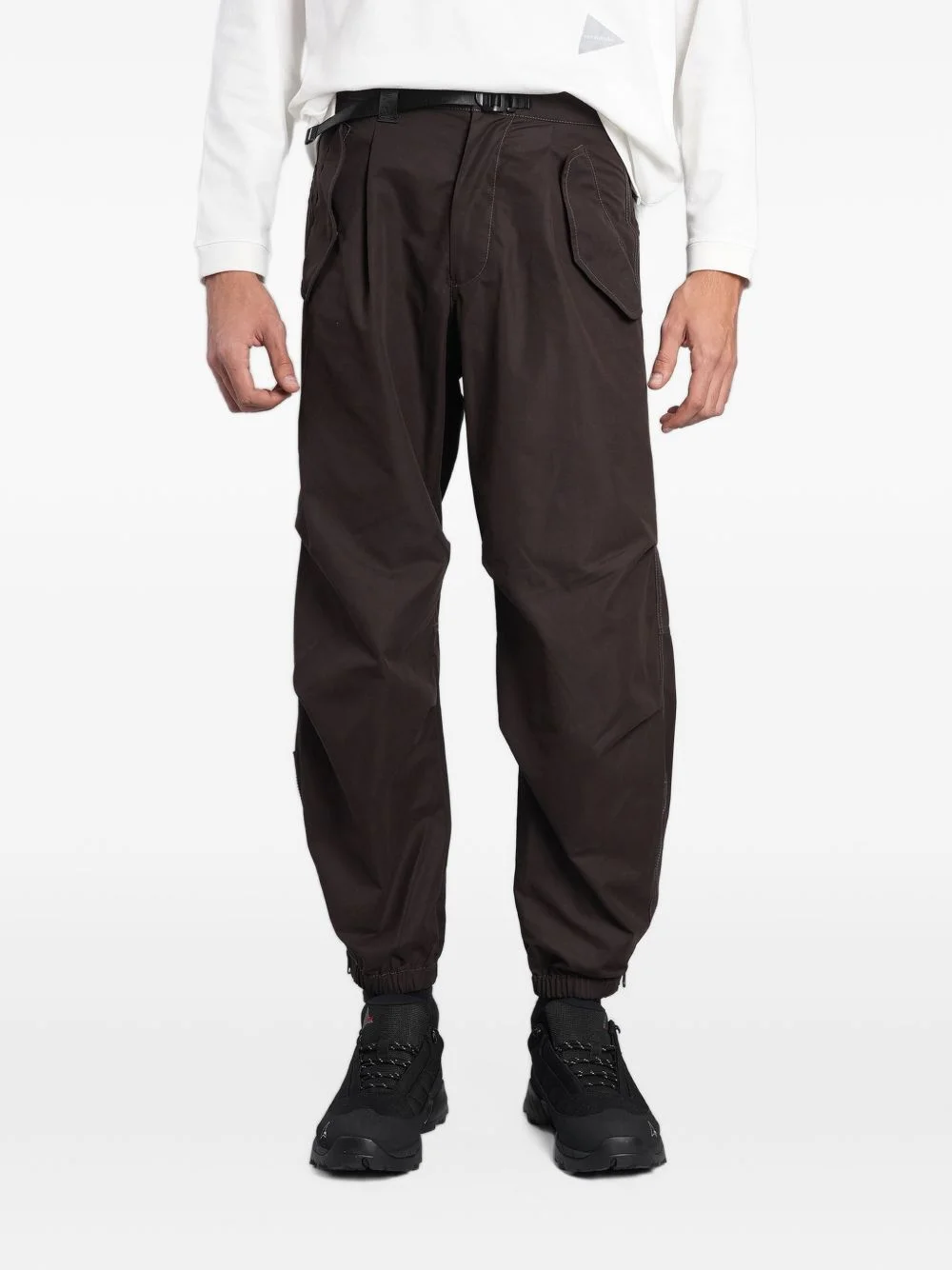 belted zip-cuff straight-leg cargo trousers - 1