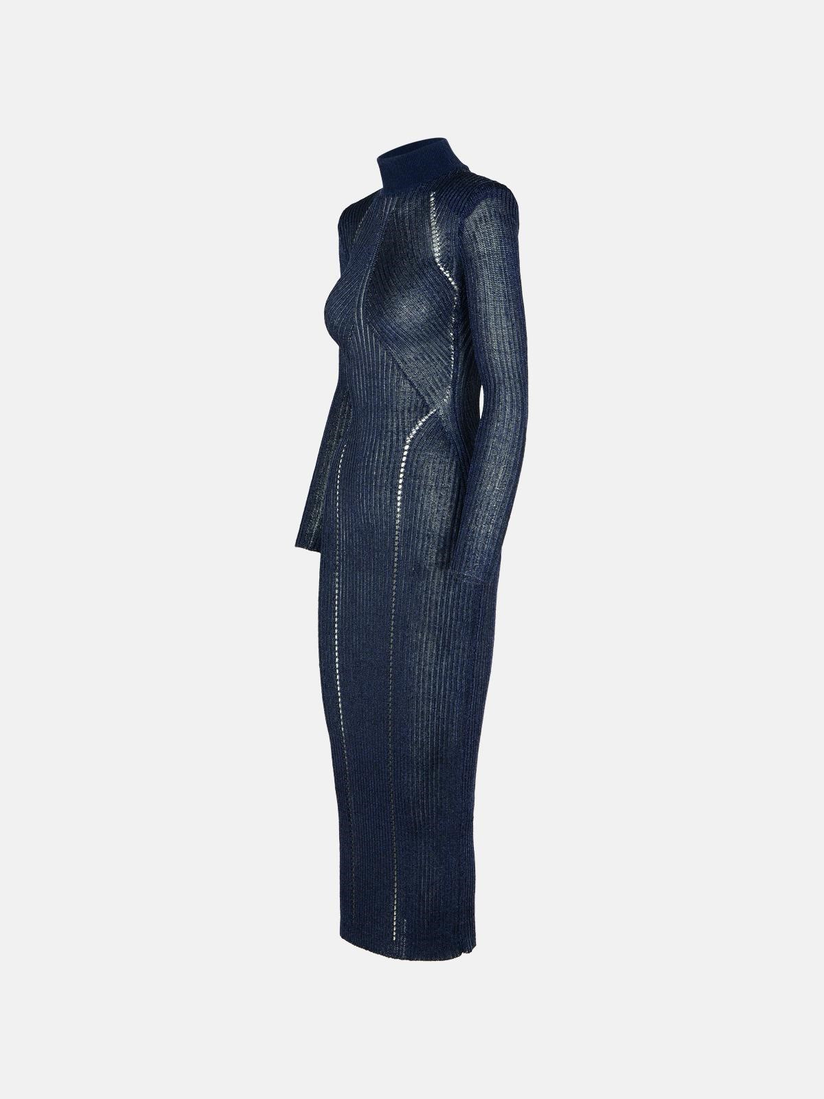 'LUREX' NAVY VISCOSE BLEND DRESS - 2