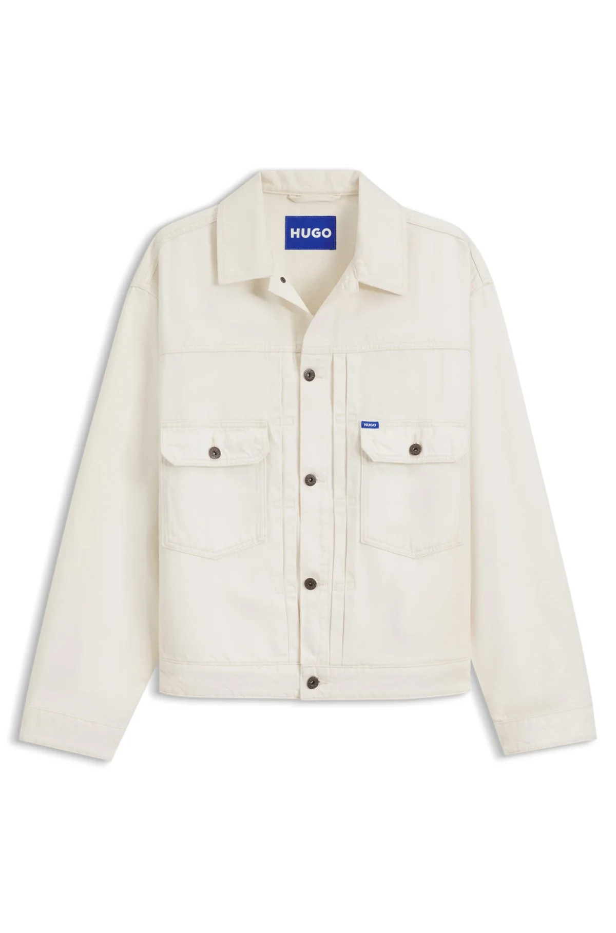 RELAXED-FIT TRUCKER JACKET IN ECRU DENIM - 1