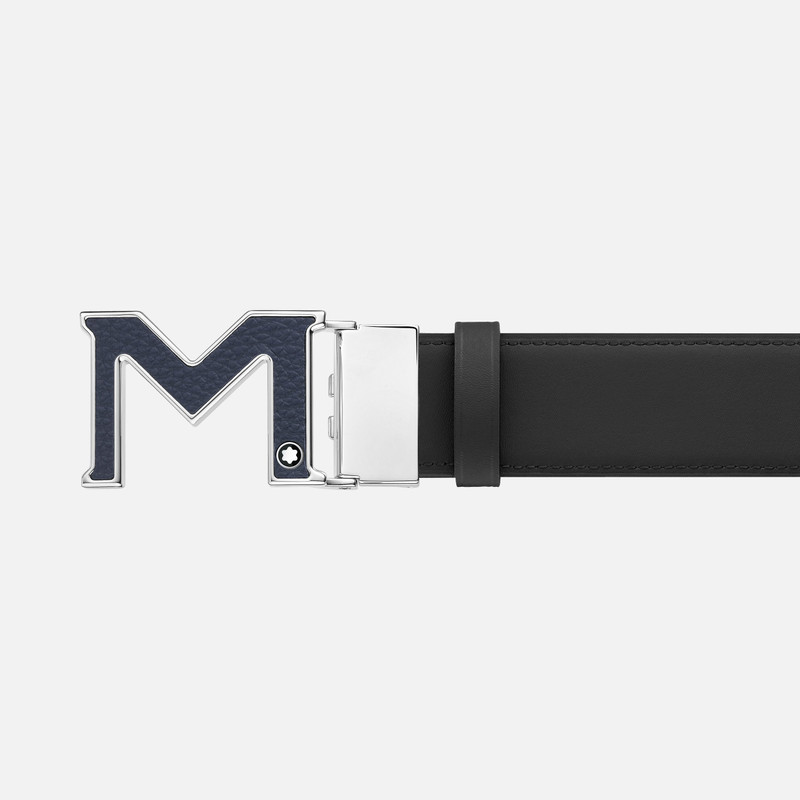 M buckle blue/black 35 mm reversible leather belt 3