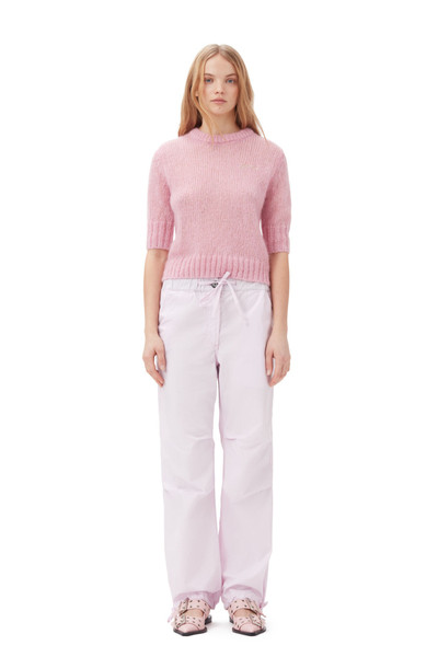 GANNI LIGHT LILAC WASHED COTTON CANVAS DRAW STRING TROUSERS outlook
