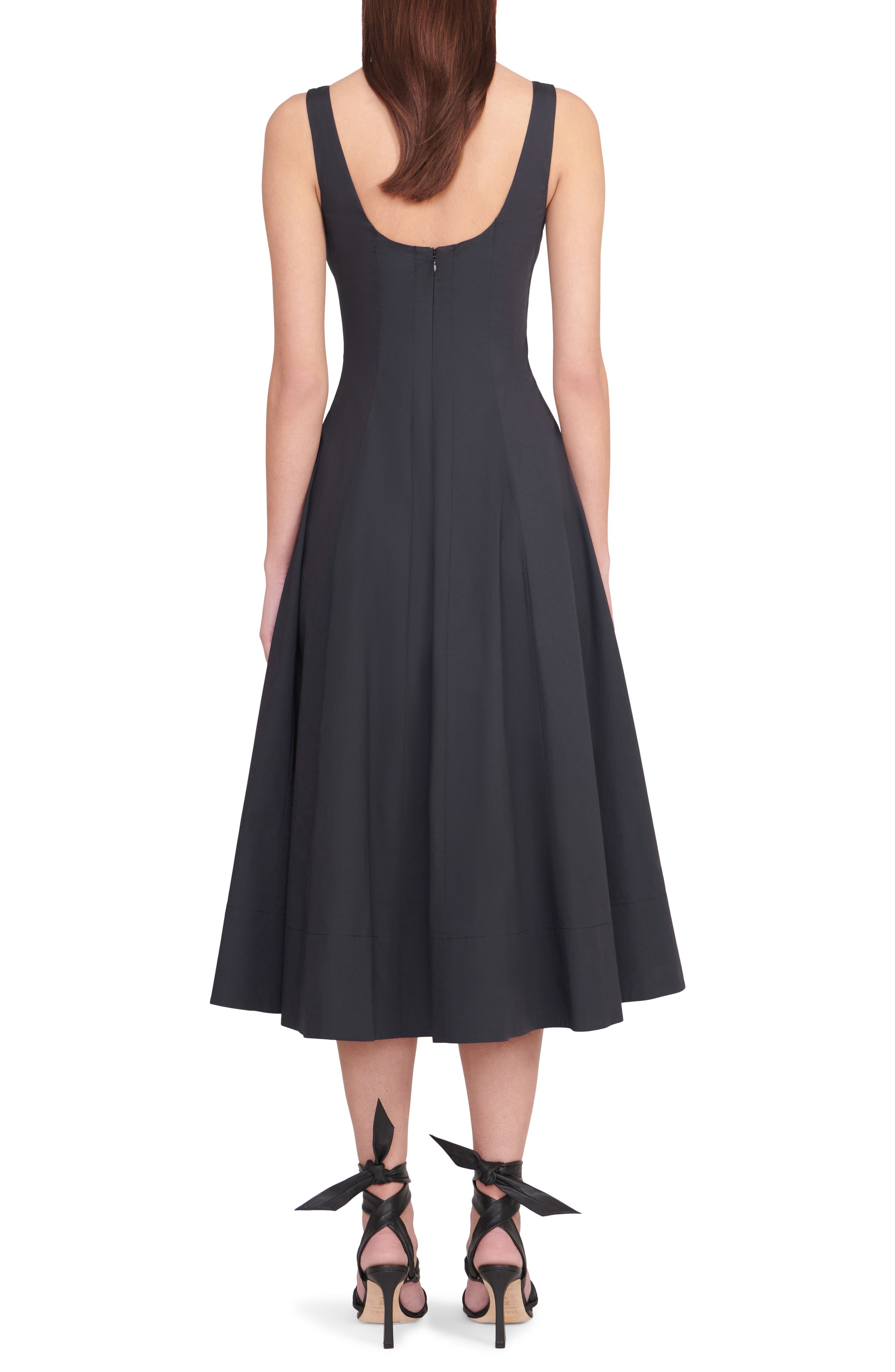 Wells Stretch Cotton Poplin Midi Fit & Flare Dress - 2