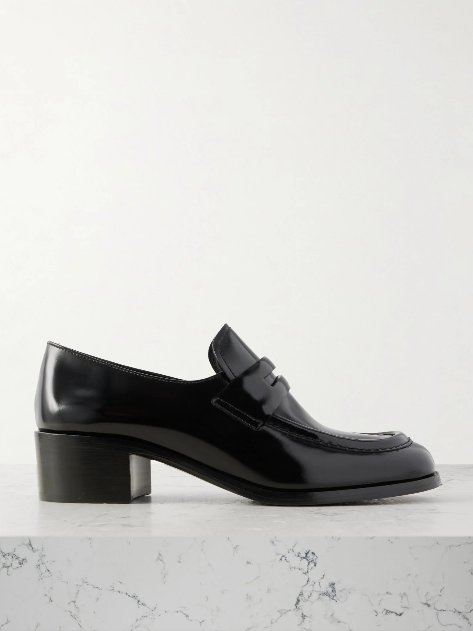 Prudence glossed-leather loafers Black - 1