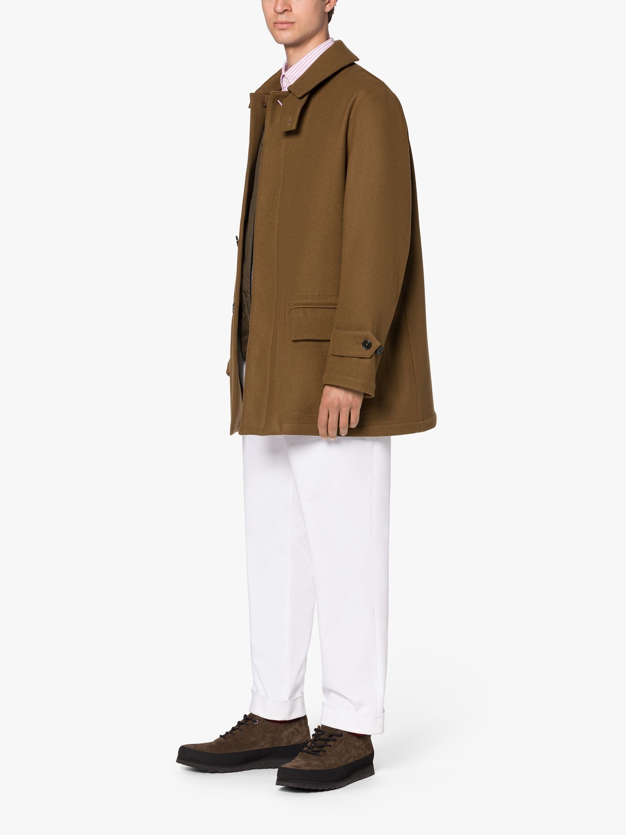 TRAVEL DARK CAMEL WOOL COAT - 4