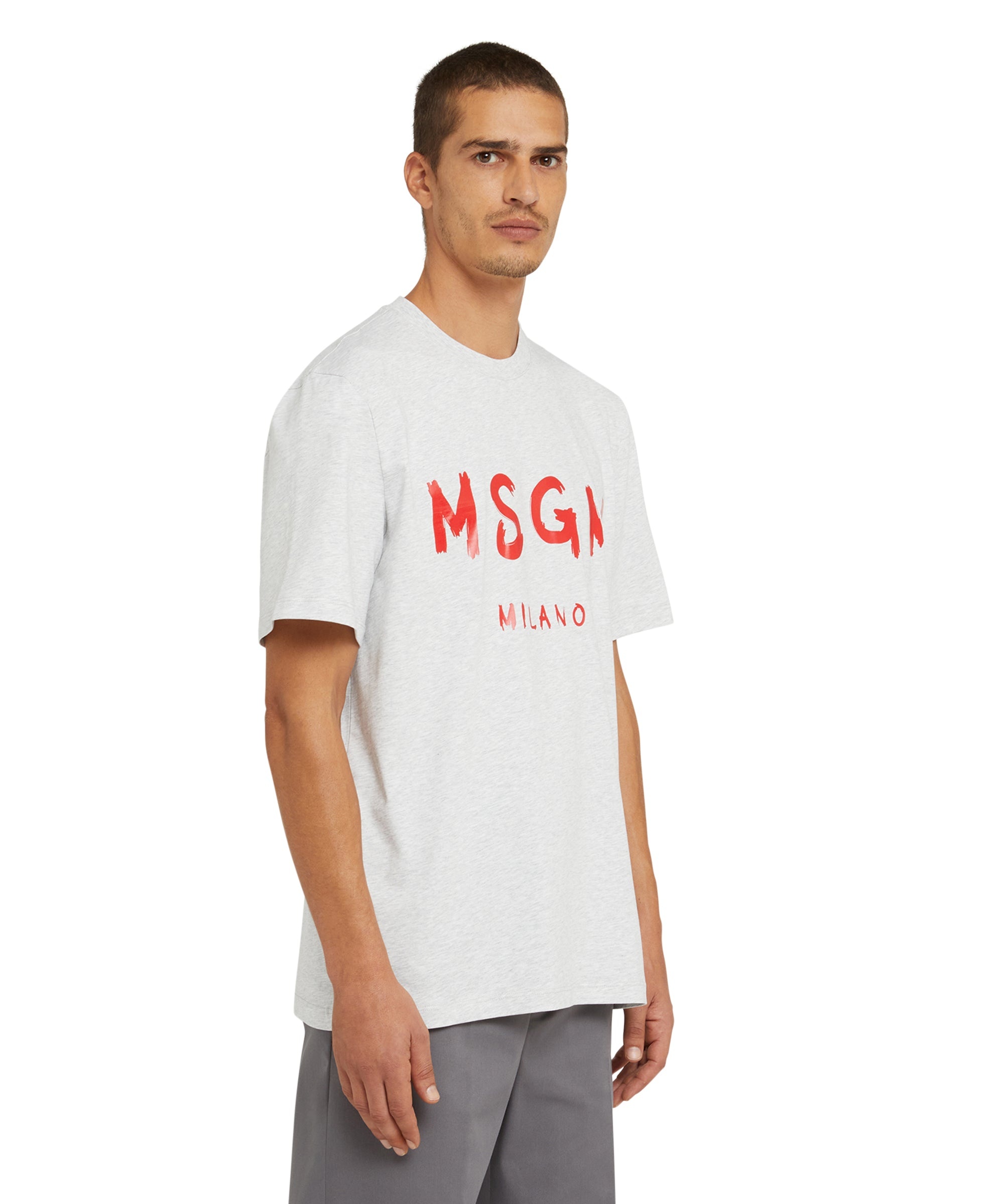 Cotton t-shirt with brushstroke logo - 4