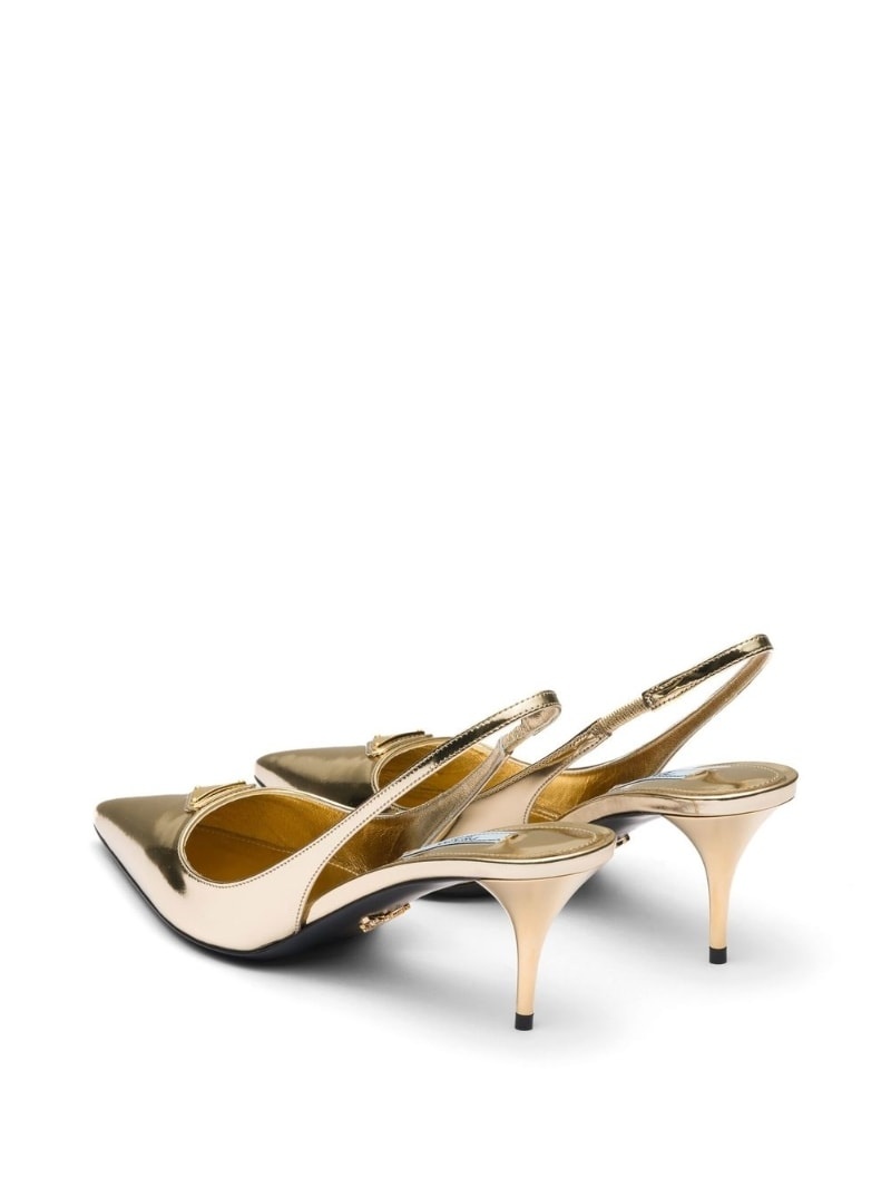 65mm metallic slingback leather pumps - 3