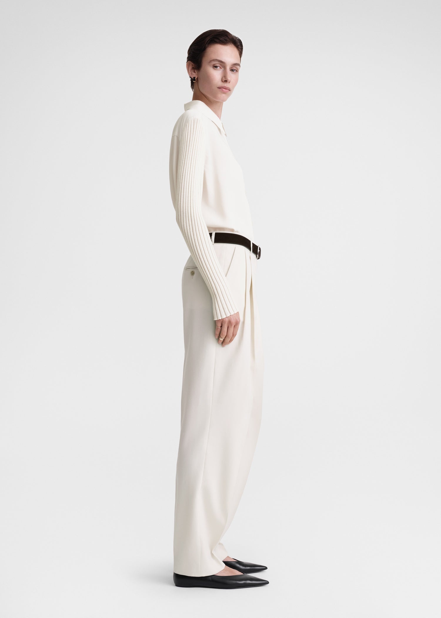 Double-pleated tailored trousers snow - 3