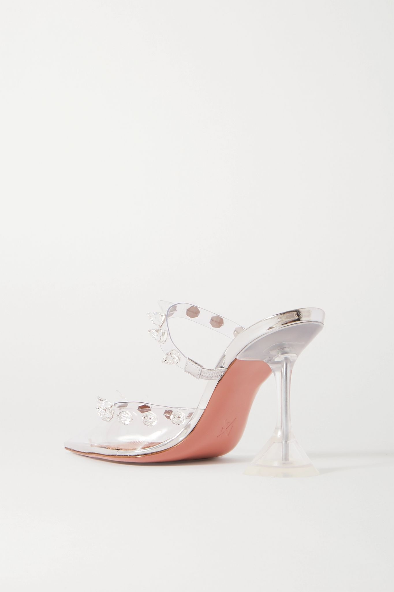 Julia crystal-embellished PVC and metallic leather mules - 3