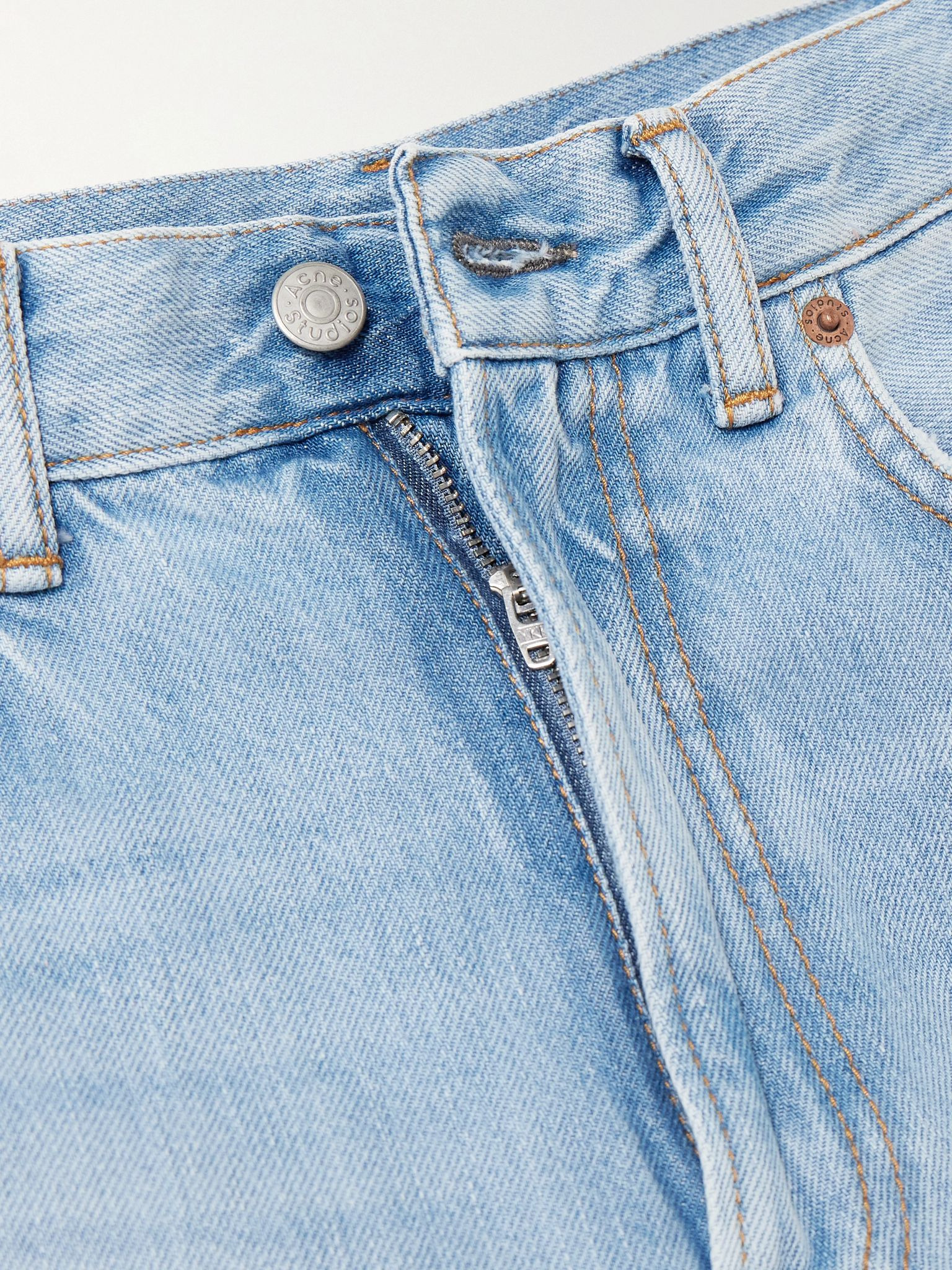 2022 distressed high-rise wide-leg organic jeans Light denim - 5