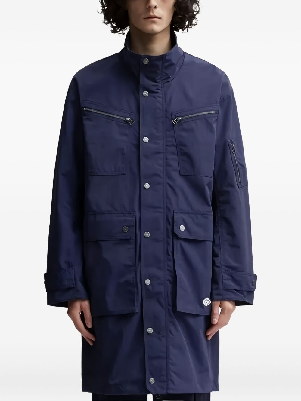 multi-pocket buttoned coat - 3