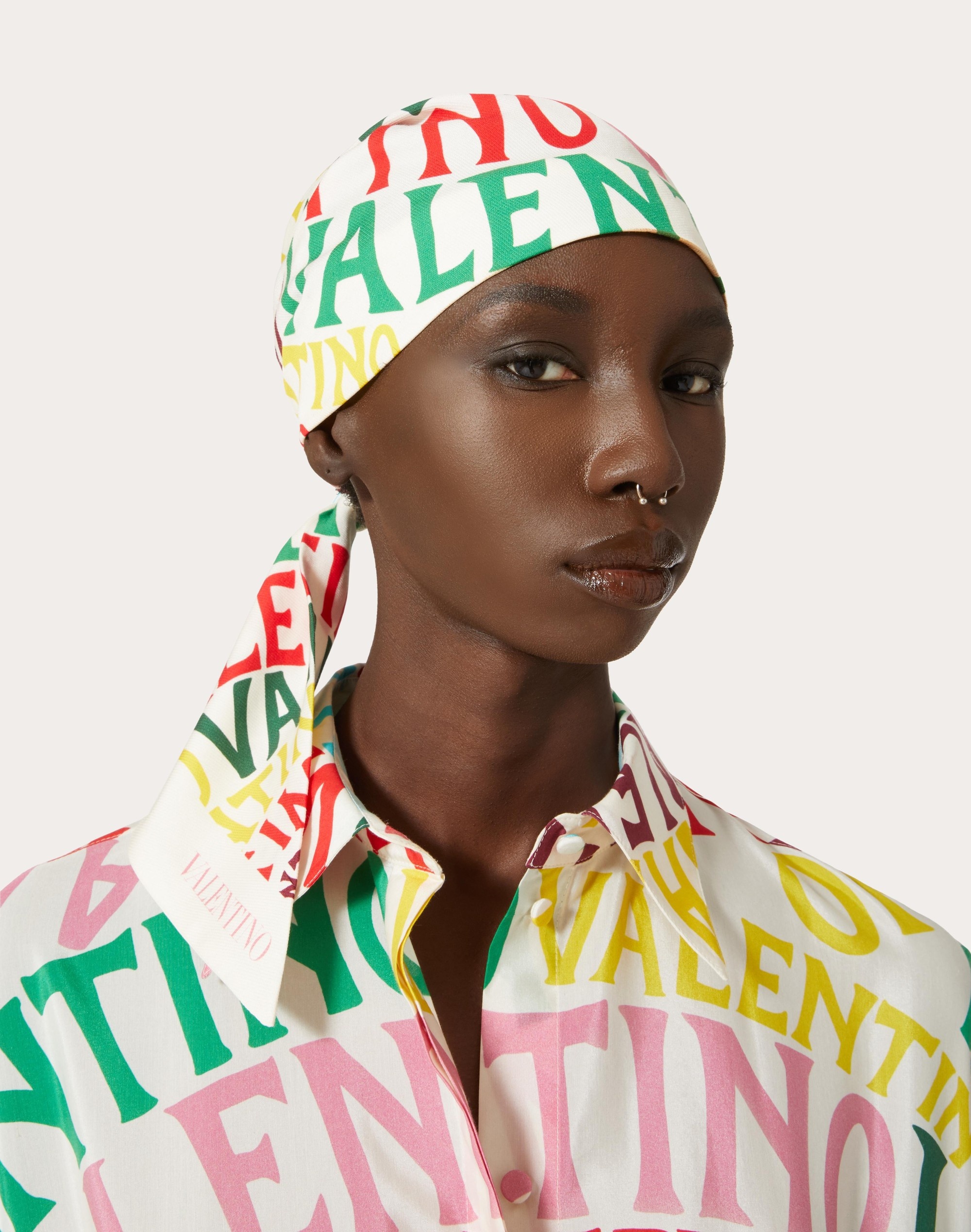 VALENTINO ESCAPE HEADBAND WITH VALENTINO LOOP PRINT IN COTTON AND SILK - 4