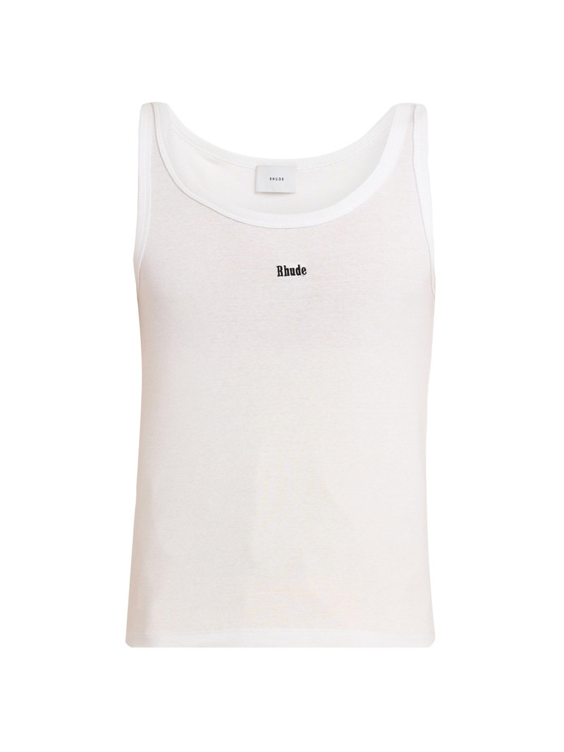 Men's Logo Rib-Knit Tank - White Black 1