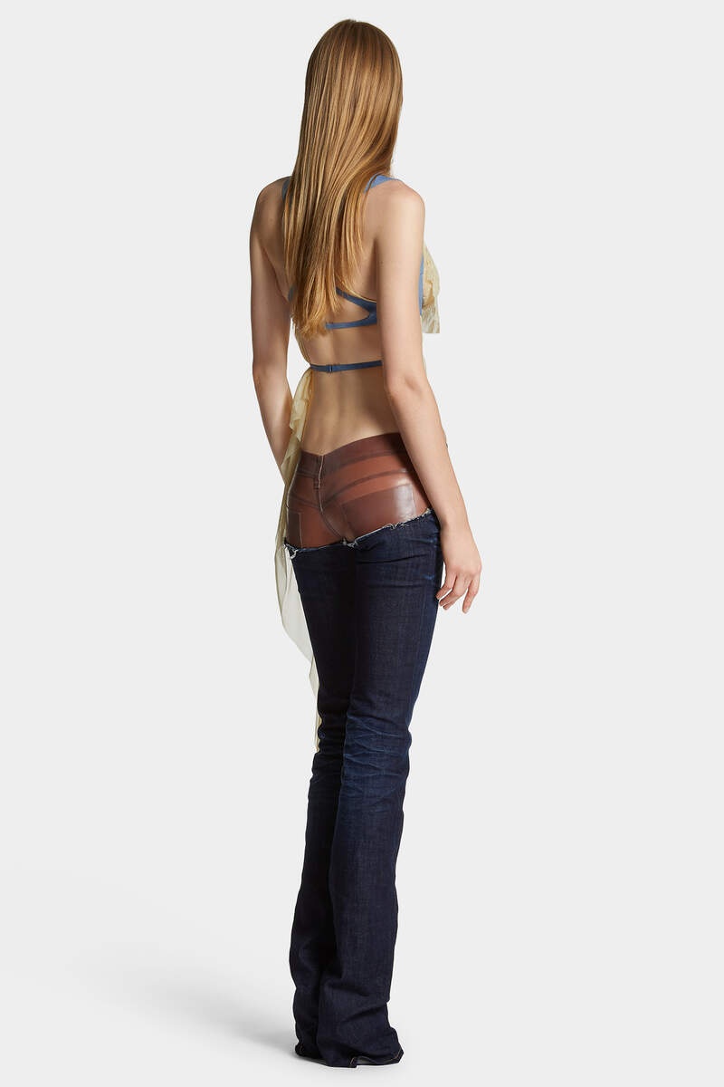 DARK URBAN WASH BOOTCUT SHARPEI PEEKABOO JEANS - 4