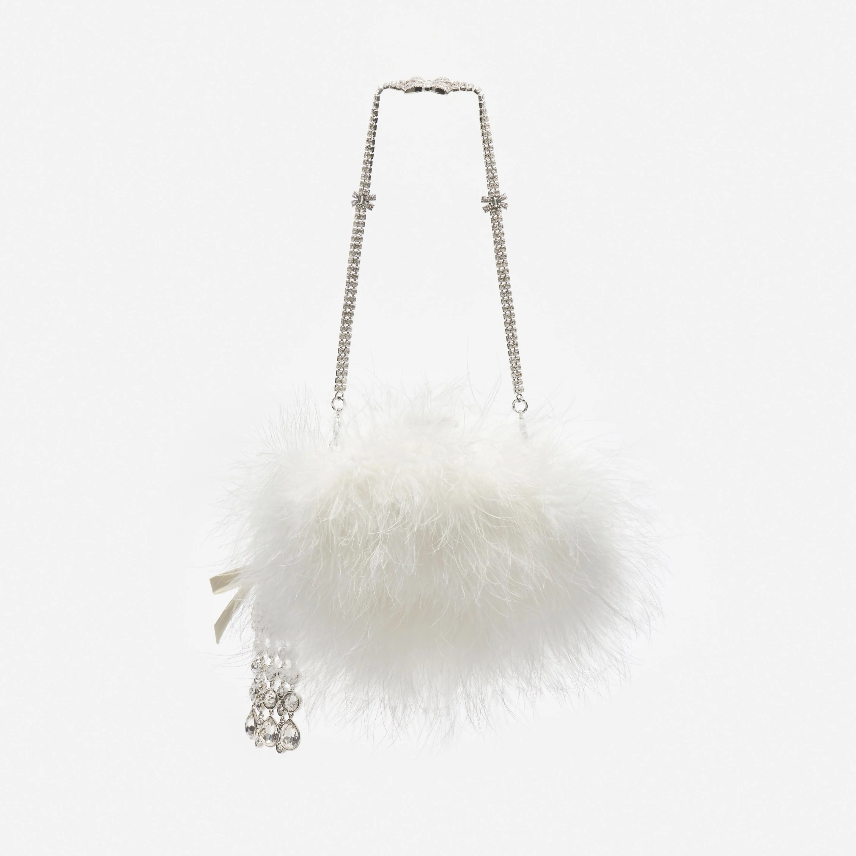 Cream Feather Clutch Bag - 1