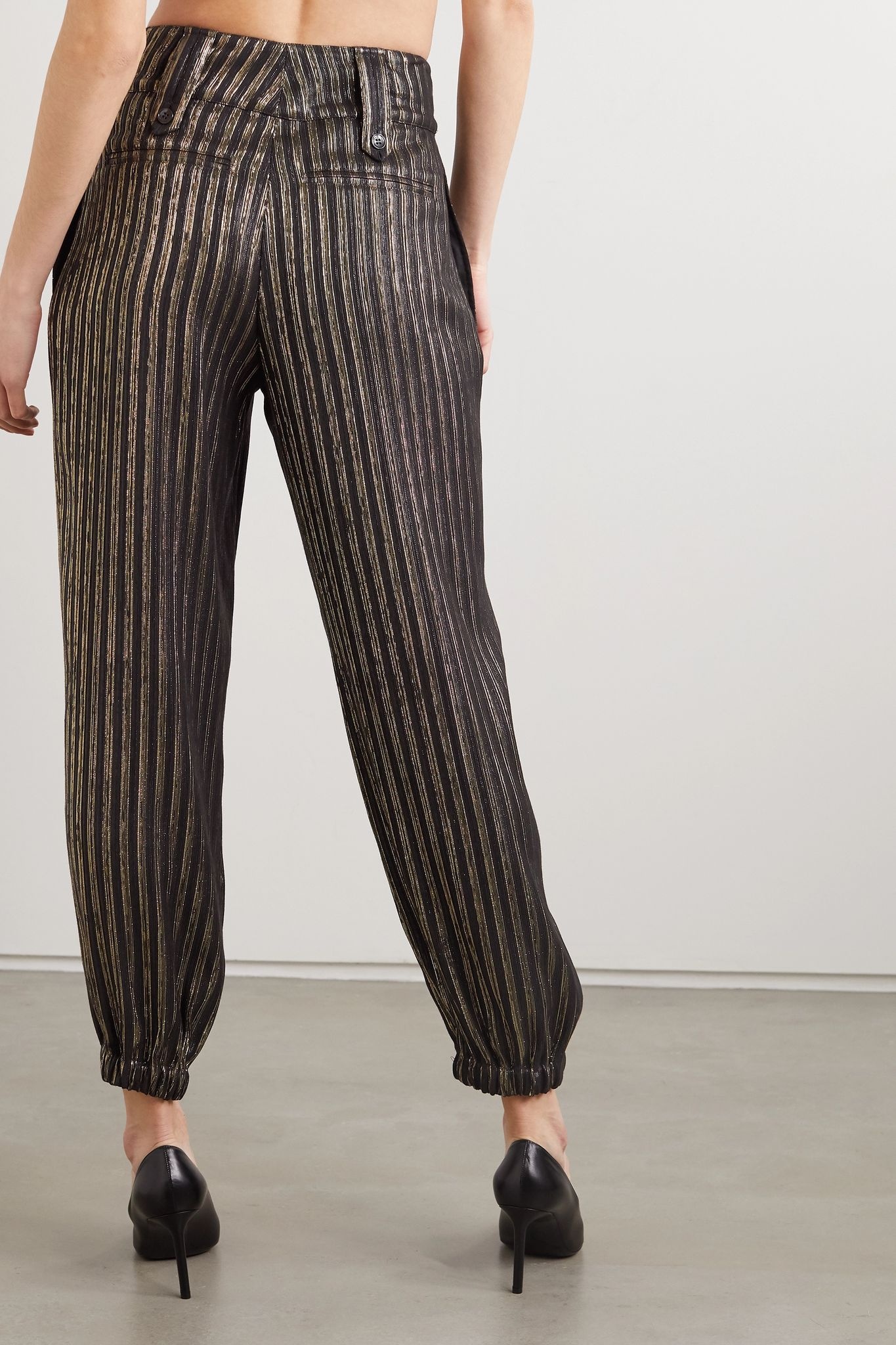 Metallic striped woven tapered pants - 3